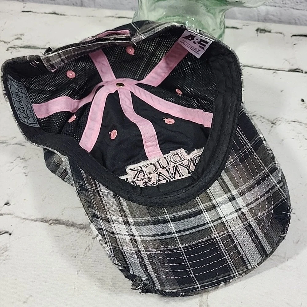 Duck Dynasty Hat Ladies Fit One Size Plaid Distressed Adjustable Ball‎ Cap